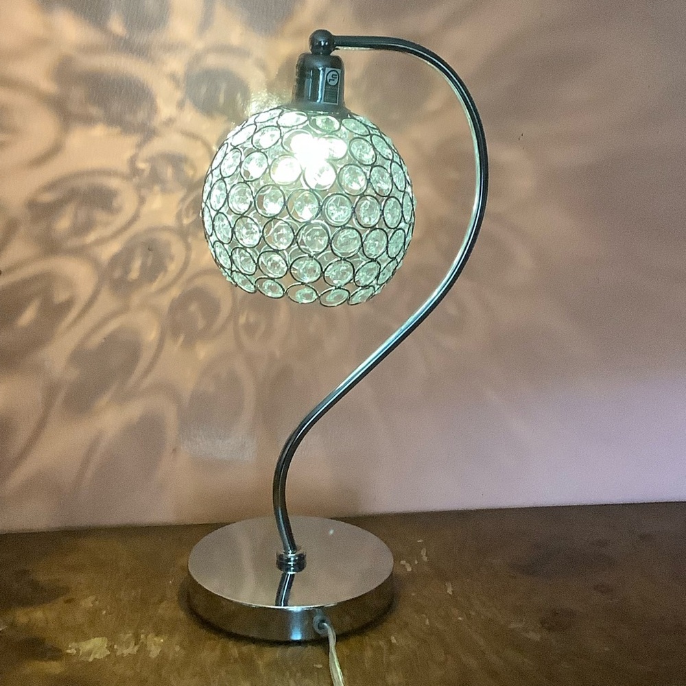 Crystal Globe Table Lamp - Silver 16”